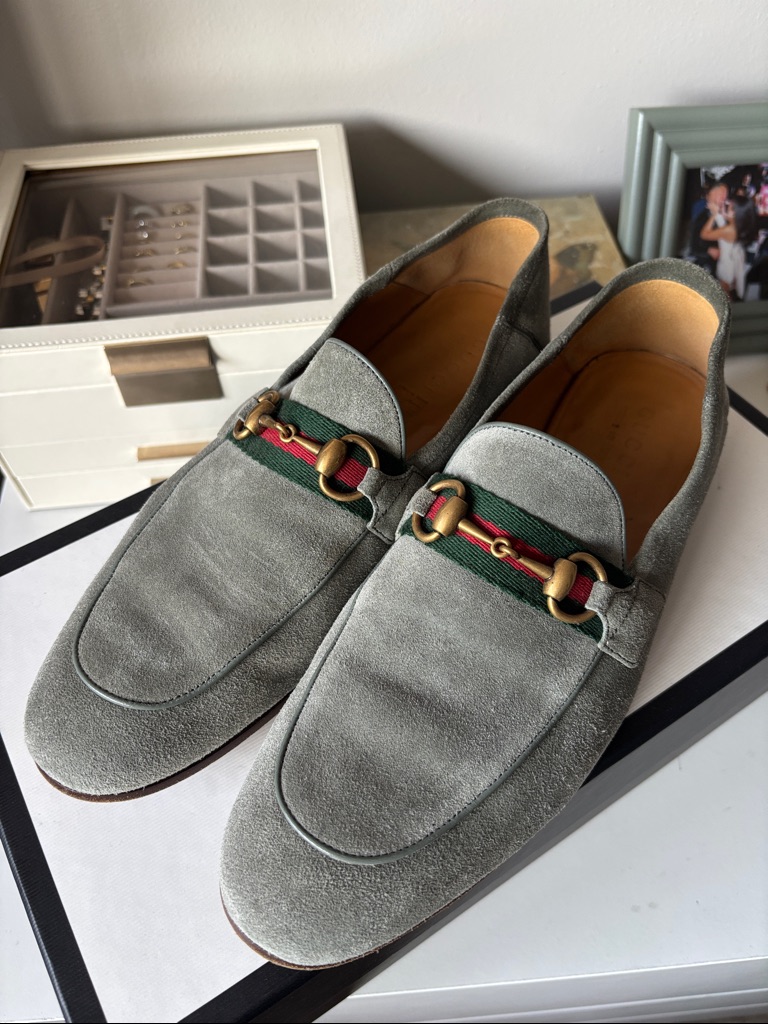 Gucci Suede Loafers With Original Box